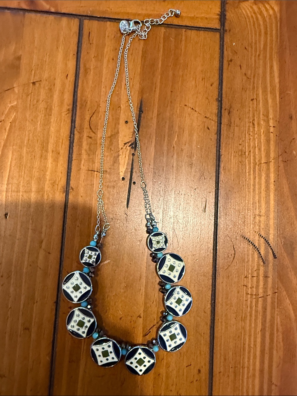 Charming Charlie Blue and White Beaded Pendant Necklace - Women Jewelry